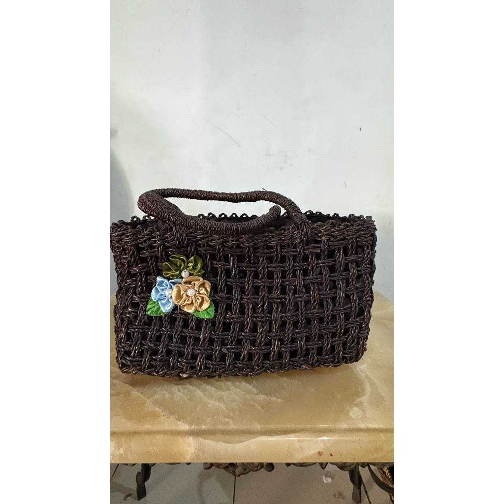 [Preloved] Tas Anyaman Wanita Preloved Warna Coklat | Tas Santai Casual Estetik