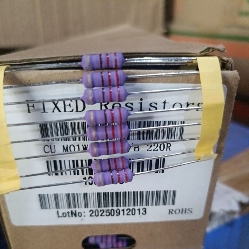 10.pcs Resistor 220 ohm 1watt R 220ohm 1 watt warna ungu.