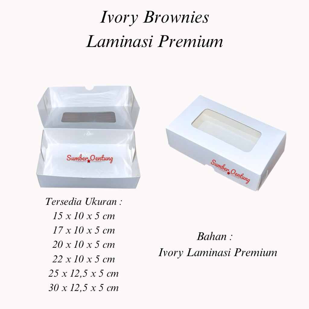 DUS IVORY BROWNIES LAMINASI PREMIUM KARTON BOX KOTAK HAMPERS KUE