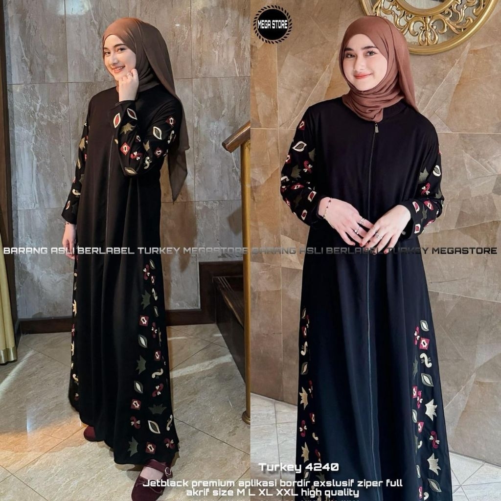 Gamis Turkey 4240 Jetblack Premium mix bordir