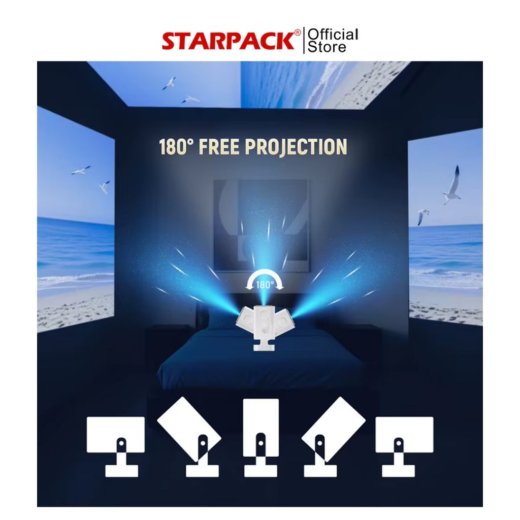 STARPACK HY260 Smart Proyektor Android 11.0 UHD 1080P WiFi6.0 + HDMI IN