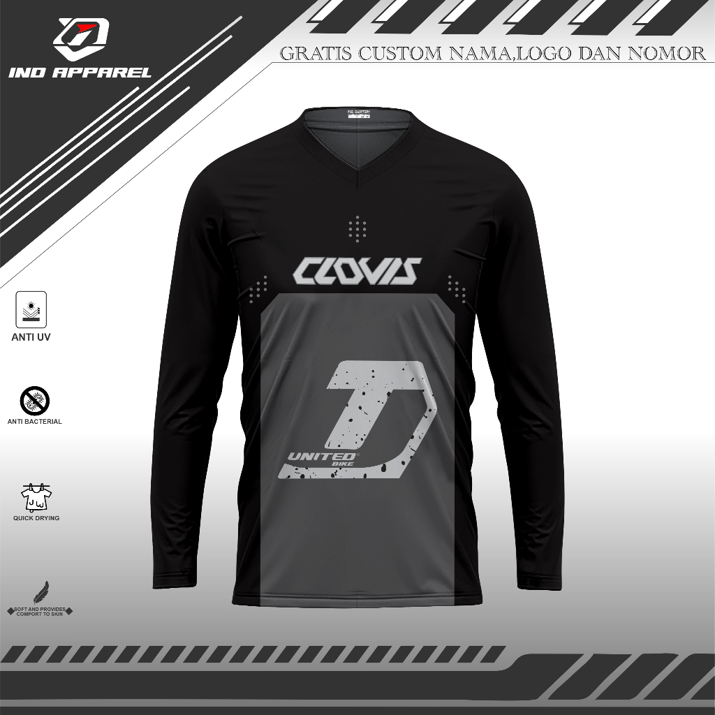 JERSEY SEPEDA UNITED CLOVIS MTB CUSTOM NAMA