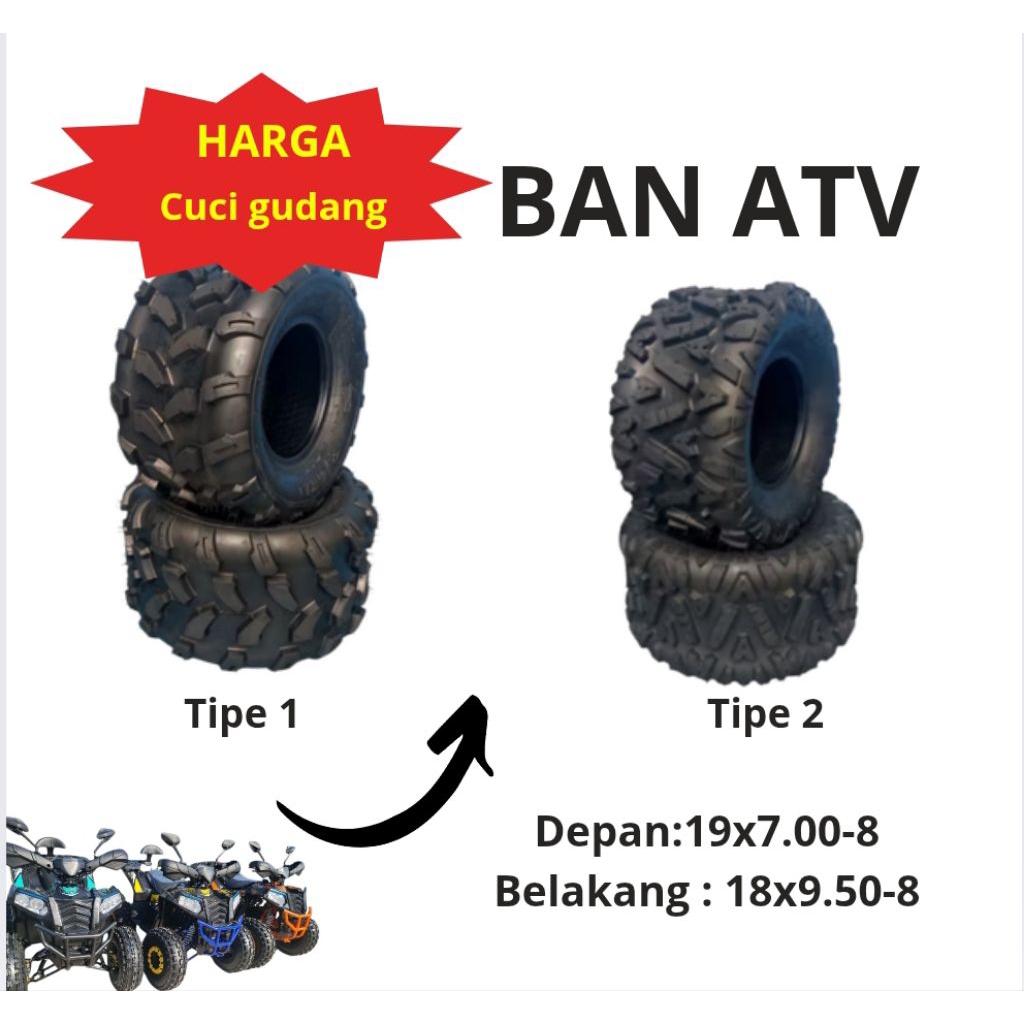 PROMO BAN ATV 110-125CC RING 8 Depan UK. 19x7.00-8 belakang UK. 18x9.50-8
