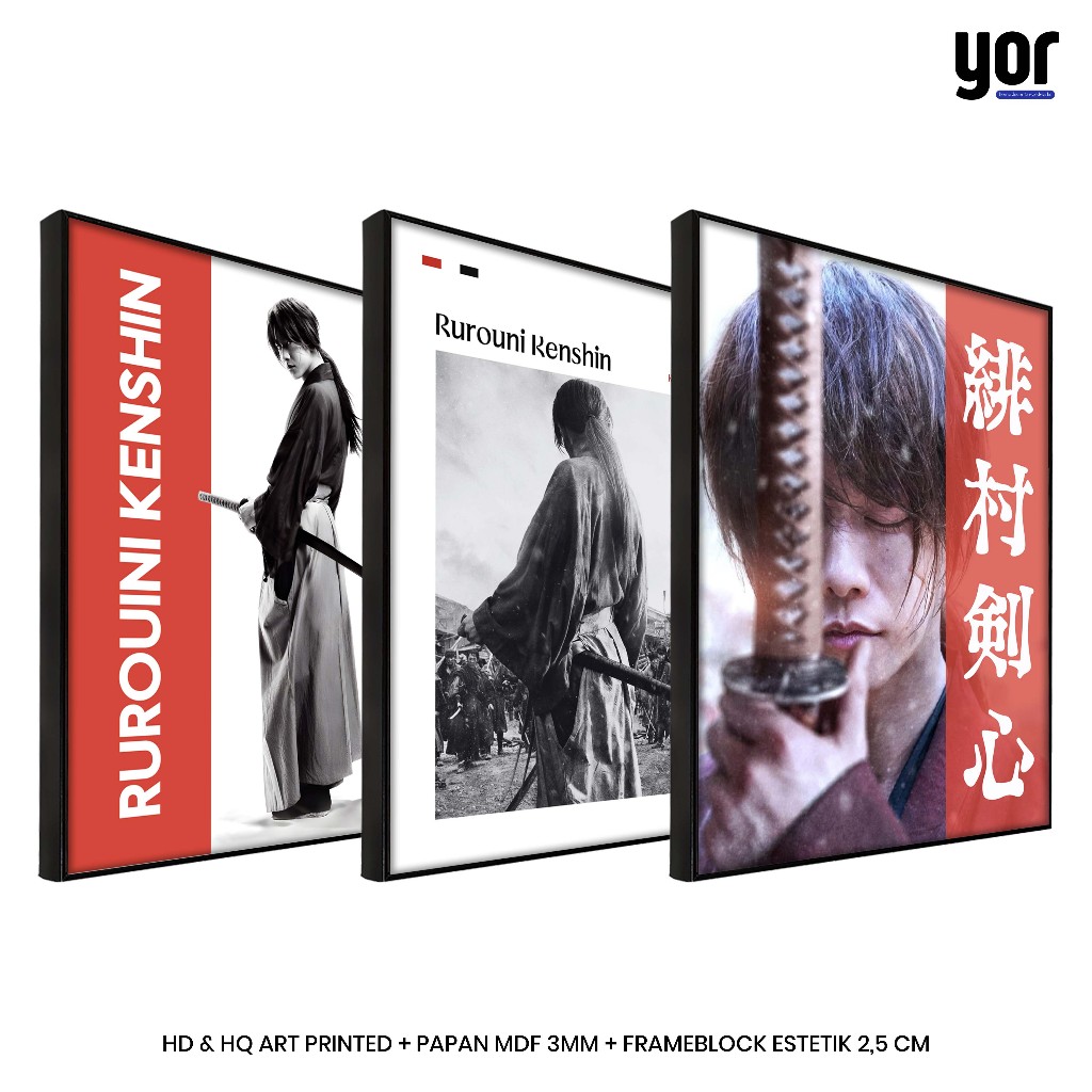 Yordecor Poster Rurouni Kenshin Bingkai Frameblock - Hiasan Dinding Samurai X