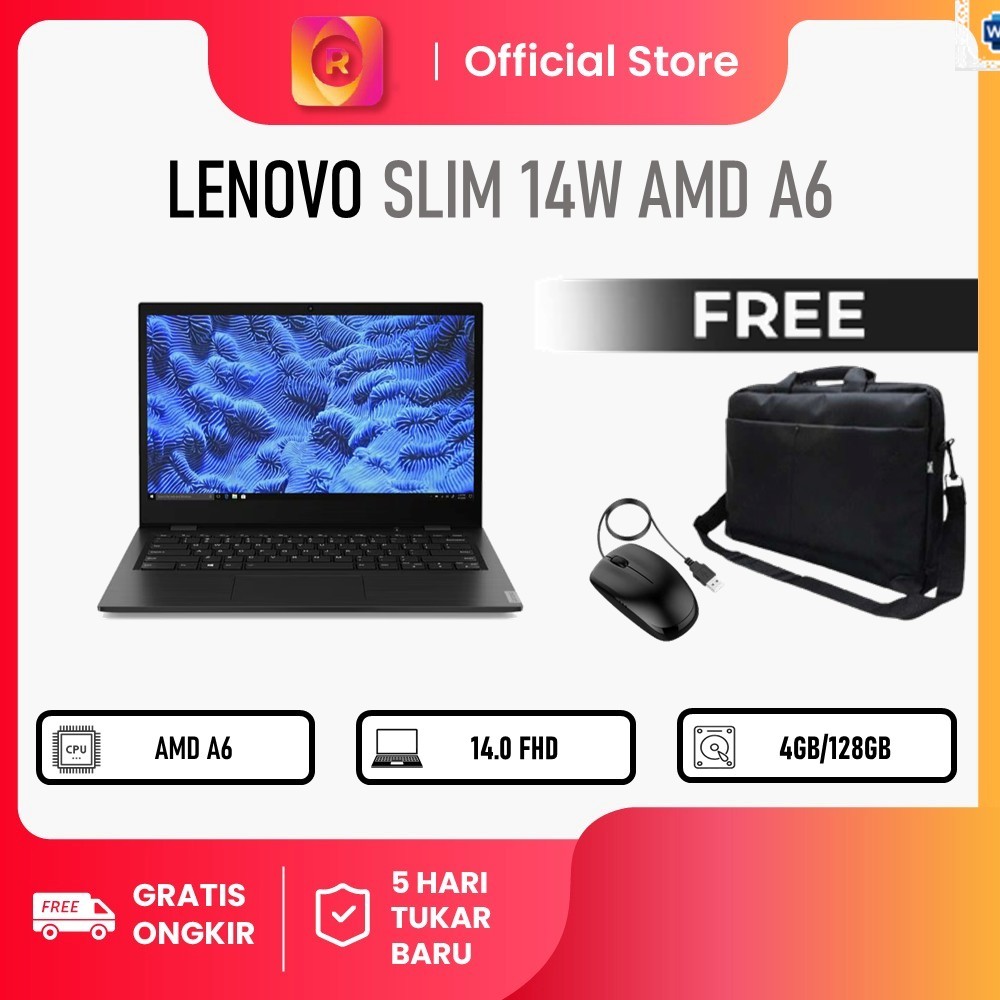 LENOVO SLIM 14W AMD A6 4GB 128GB W10 14.0FHD