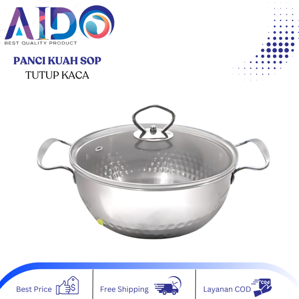 Aido Panci Kuah Panci Sayur Panci Rebus Panci Serbaguna 20CM panci dua pegangan stainless steel