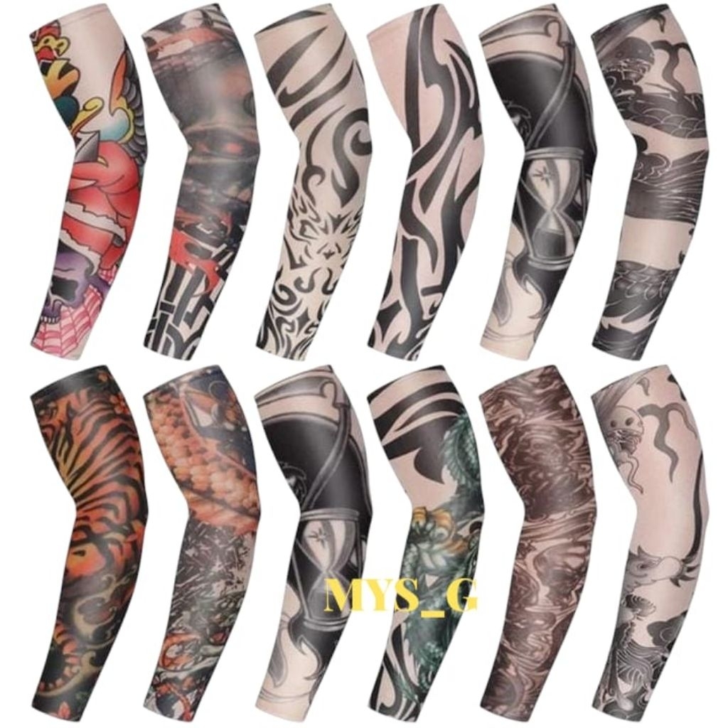 MANSET LENGAN MOTIF TATO ISI 6PASANG/ MANSET PRIA DAN  WANITA/ MANSET TATO RANDOM