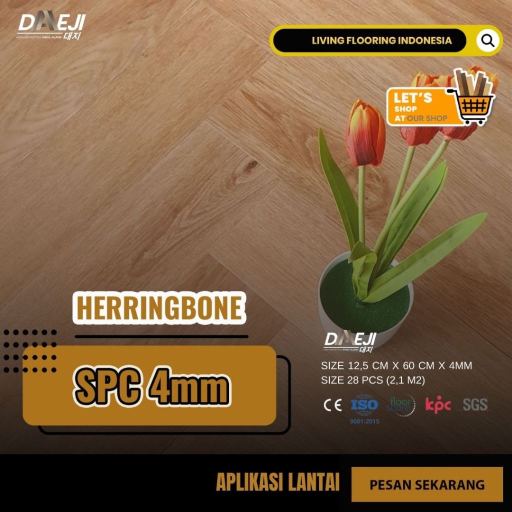 Lantai SPC Daeji Herringbone 4mm | Lantai Vinyl Motif Herringbone