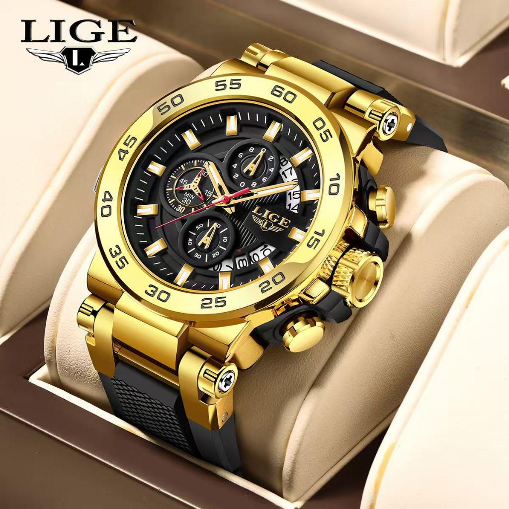 LIGE/Liger Men's Quartz Watch Multi functional Chronograph Waterproof Watch
