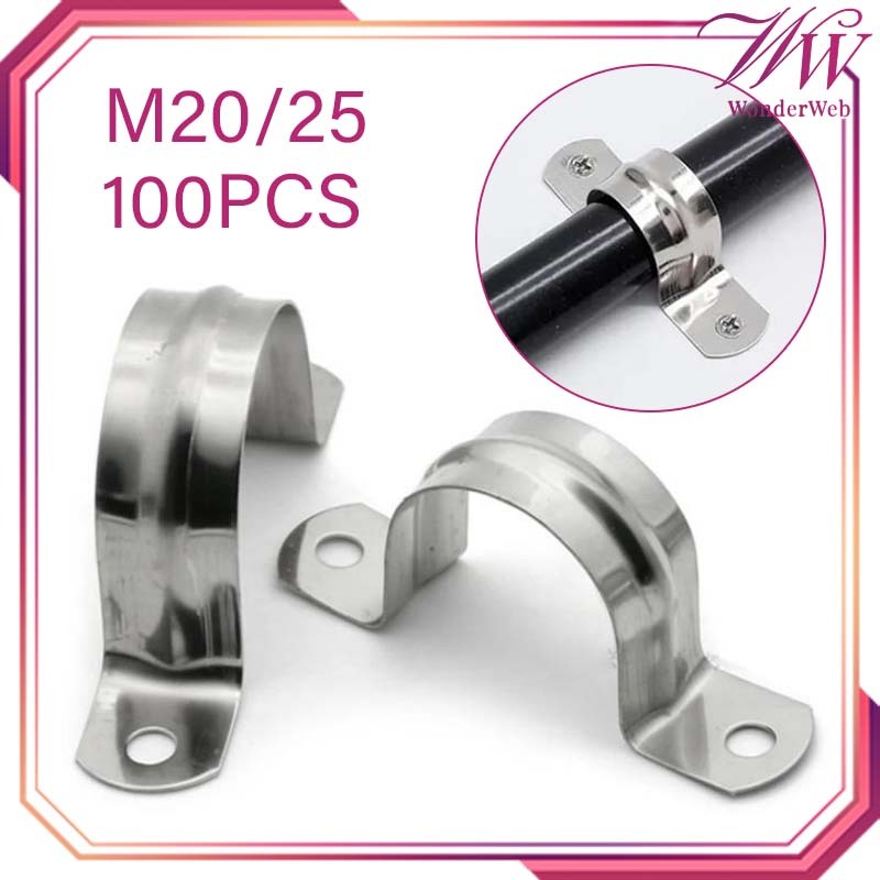 100pcs/Set Clamp Penjepit Pipa Stainless Klem Sadel Pipa Paralon Bando M20/M25 Clamp Pipa Klem Omega
