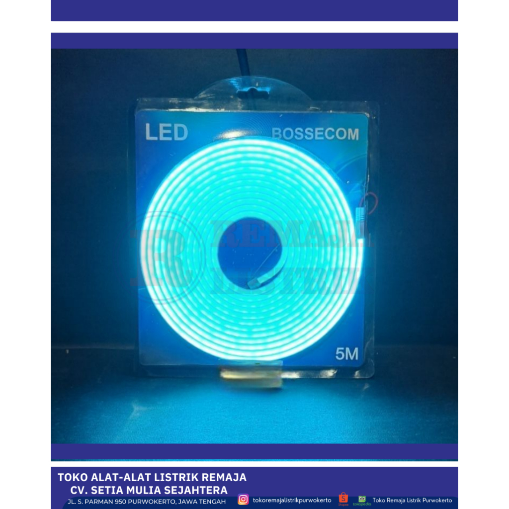 NEON FLEX FLEXIBLE / LAMPU STRIP LIGHT 5M BIRU BOSSECOM