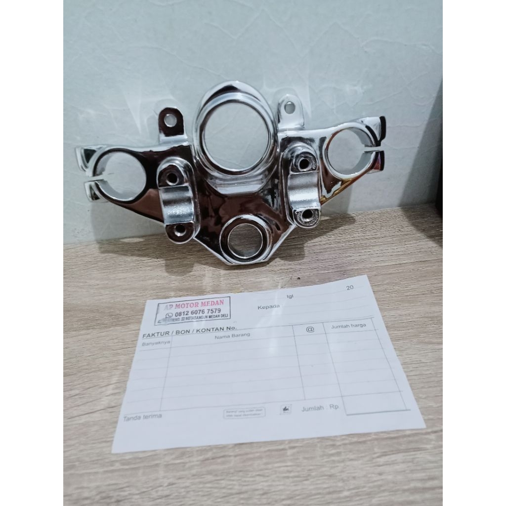 SEGITIGA ATAS DAN RAISER STANG ORIGINAL CHROME FULL BAUT TITANIUM RECOLOR RX KING