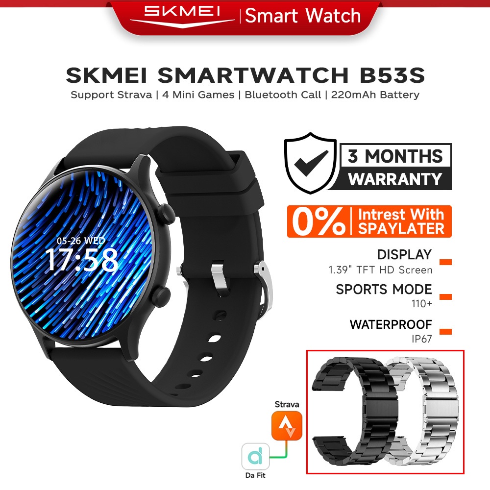 Skmei B53S Smartwatch Support Strava Jam Tangan Pria Smartwatch Wanita Elegan​​ Sport Tracker | Blue