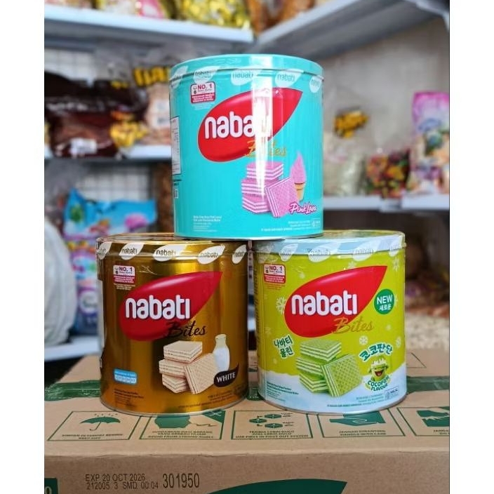 Nabati Bites Kemasan Kaleng Cocopandan Flavour Pink Lava White