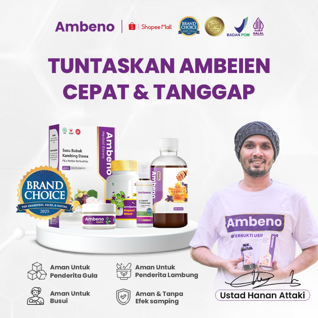 AMBENO Obat Ambeien Herbal Atasi Benjolan Nyeri dan Gatal Saat BAB Atasi Ambeien Dari Luar Dan Dalam
