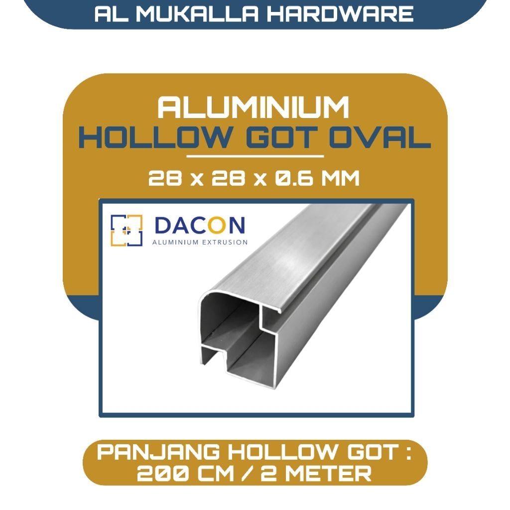 Hollow Got Aluminium Etalase 28mm x 28mm panjang [ 200 CM ] - Hollow Got Aluminium DACON