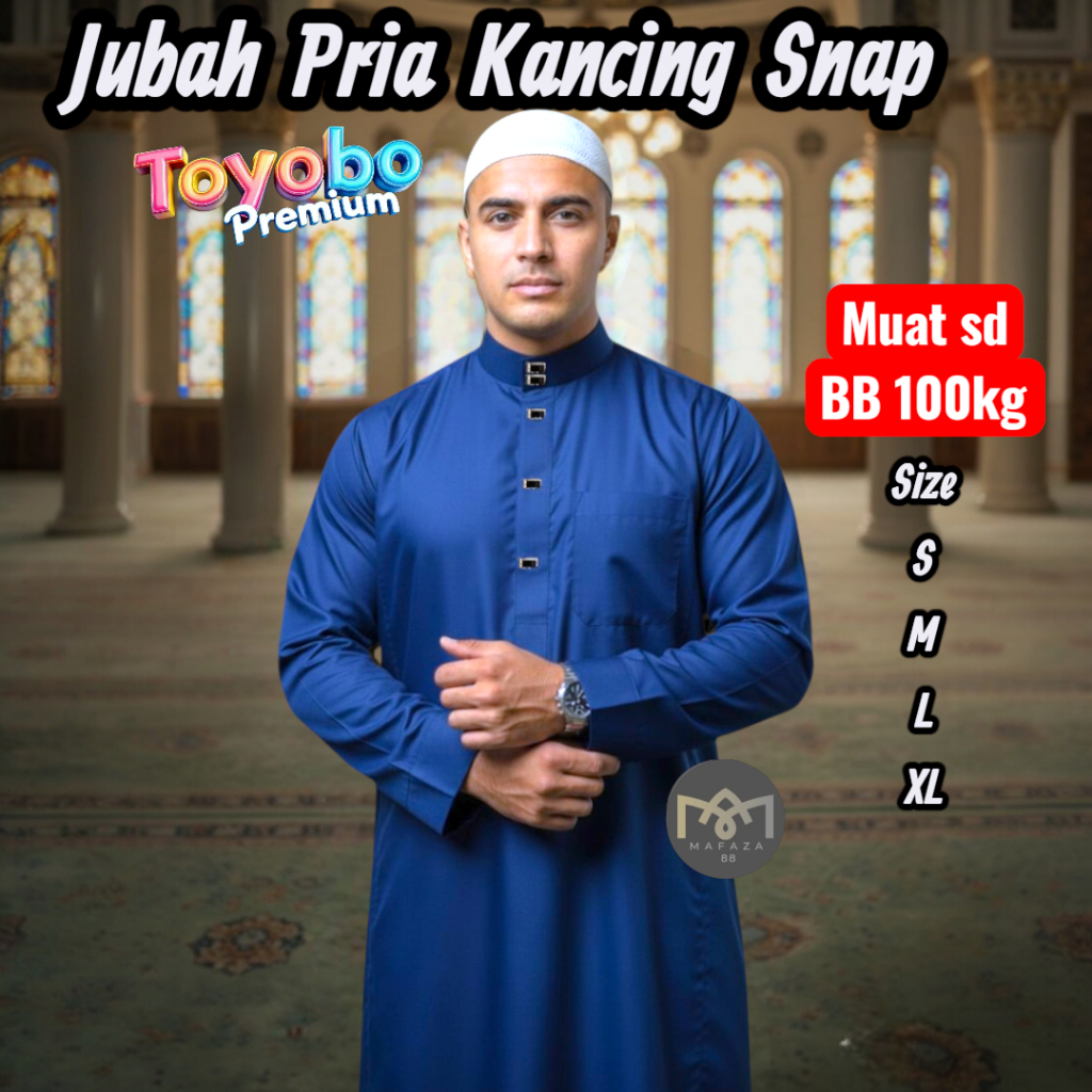 Jubah Gamis TOYOBO PREMIUM ADEM Pria Dewasa Kancing Snap Impot Model Motif Haromain Size JUMBO Lenga