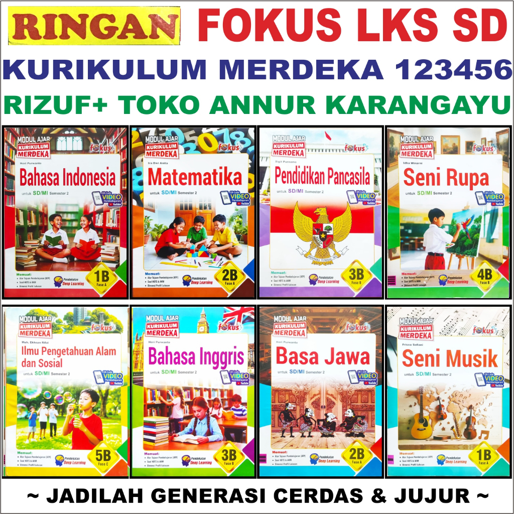 Rizuf Lks Lengkap Sd FOKUS Ringan Kelas 1 2 3 4 5  FOKUS RINGAN 2025 Kurikulum Merdeka Soal Buku Pak