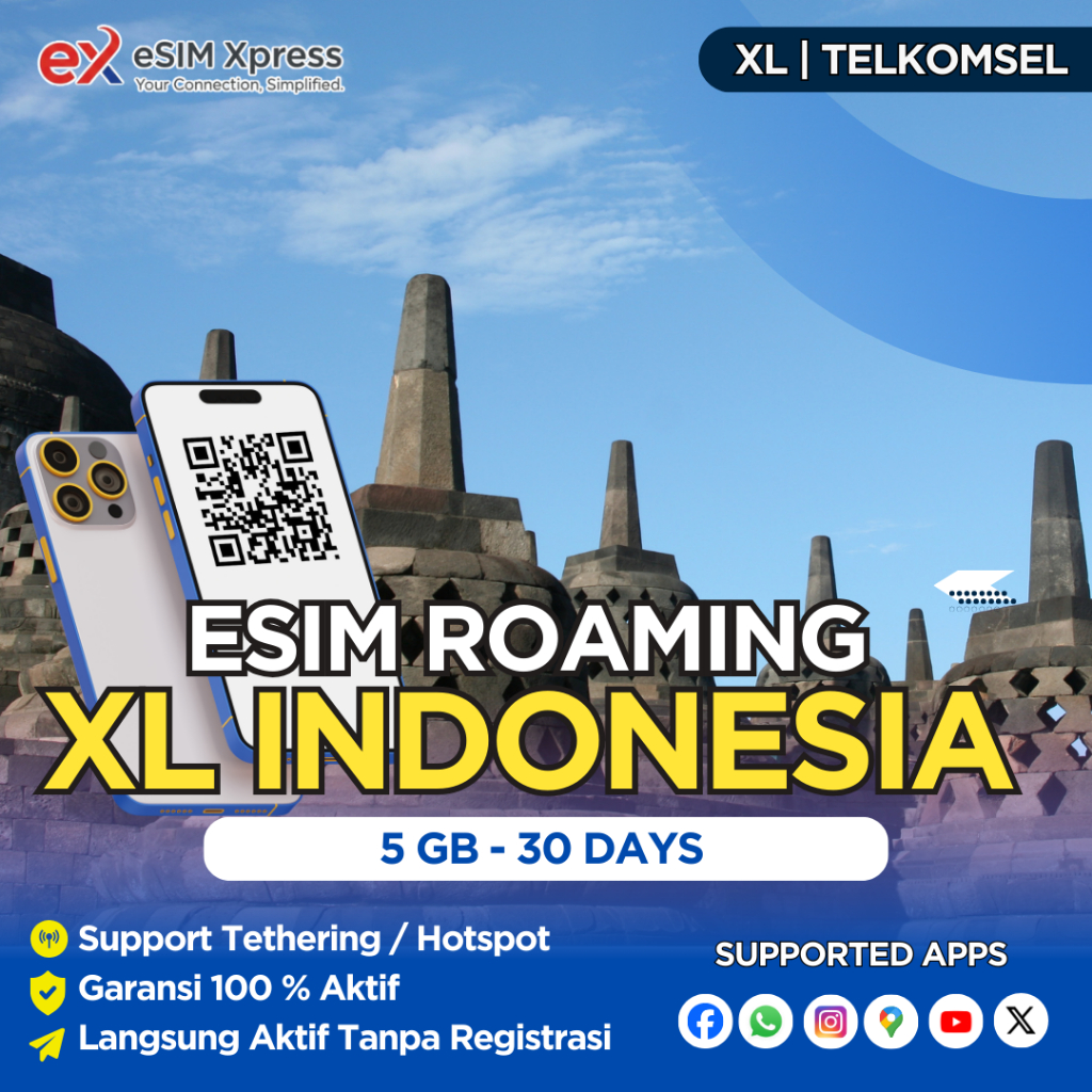 eSIM Roaming XL Indonesia 5 GB Data | 30 Hari | eSIM Roaming
