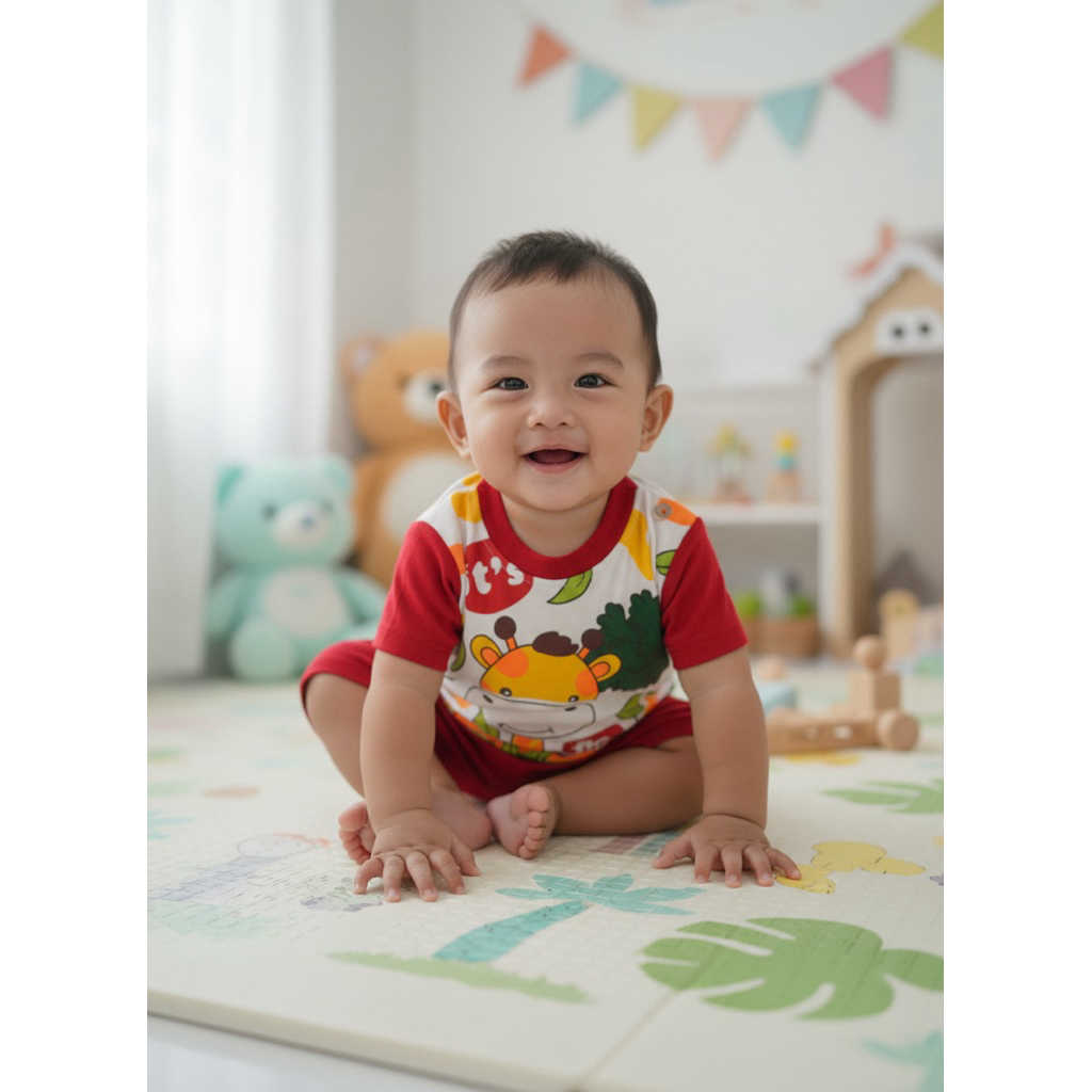ichigo Setelan Baju Bayi Laki-Laki Motif | Baju Bayi Katun Nyaman
