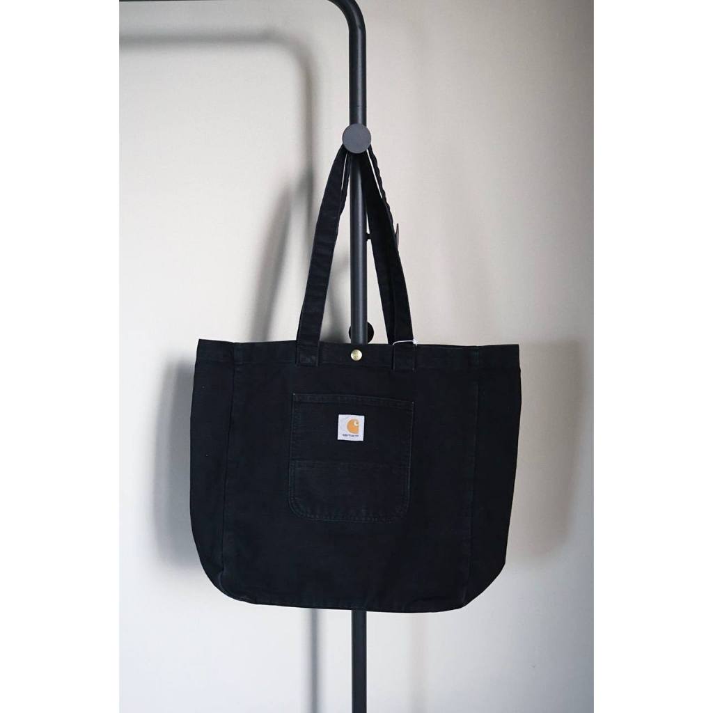 Carhartt WIP pocket bayfield canvas tote bag in black