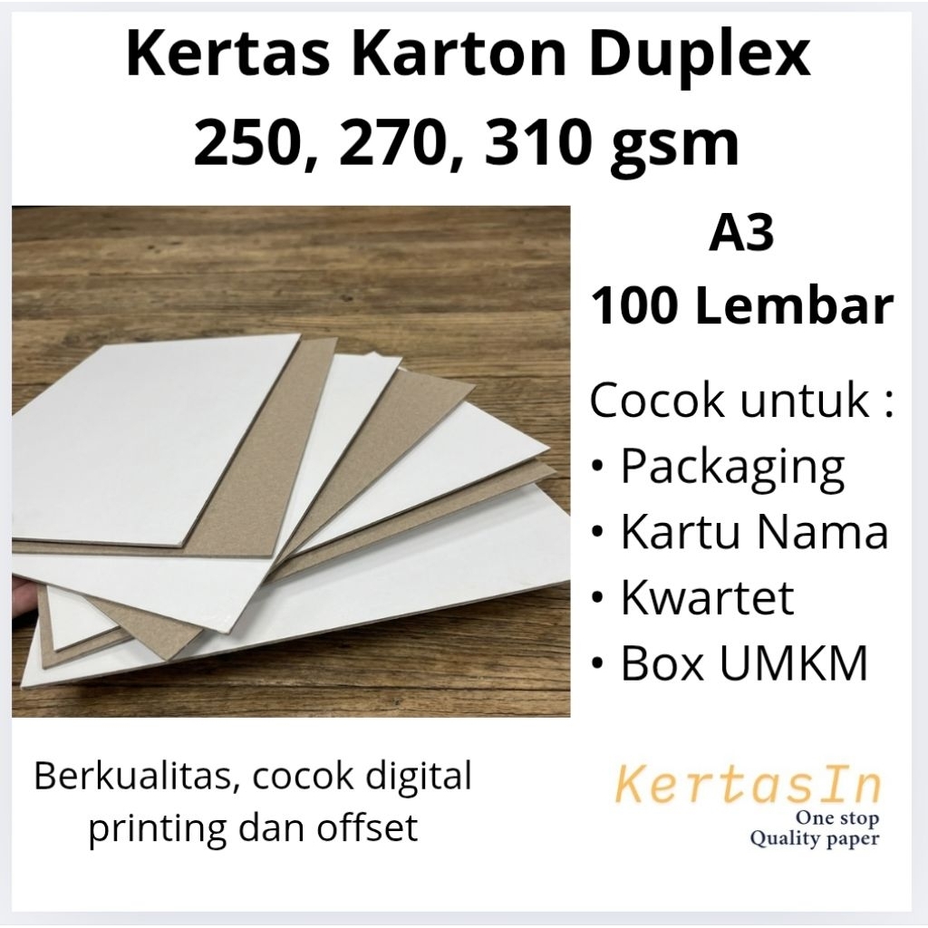 Kertas Karton Duplex Tebal A3 100 Lembar| 250 310 350 gsm| Cocok untuk Packaging Kalendar Box Serbag