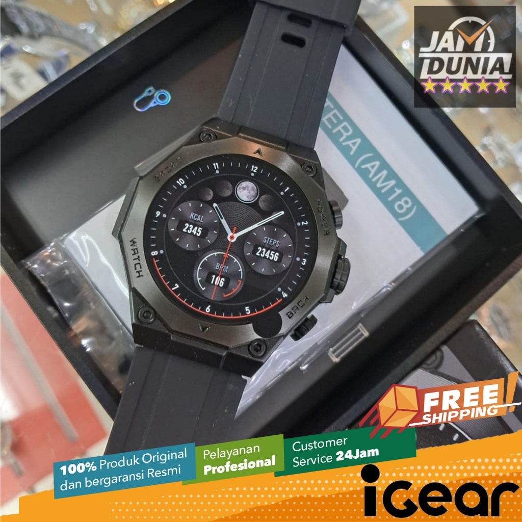 JAM SMARTWATCH PRIA JAM IGEAR TERA ORIGINAL JAM  IGEAR TERA TERBARU BLACK RUBBER JAM PRIA JAM TANGAN