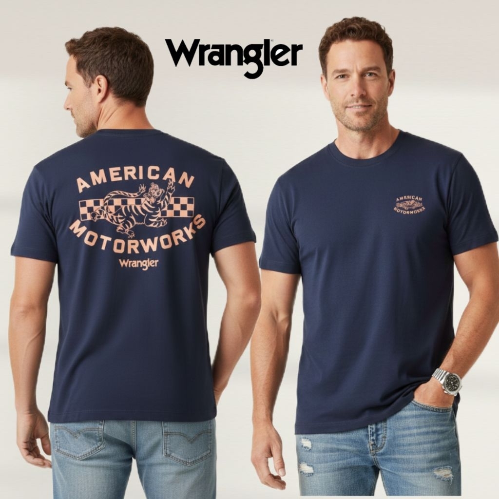 Kaos Wrangler Original Lengan Pendek Motif Simple Bahan Adem 100% Katun T-Shirt Wrangler Pendek Cowo