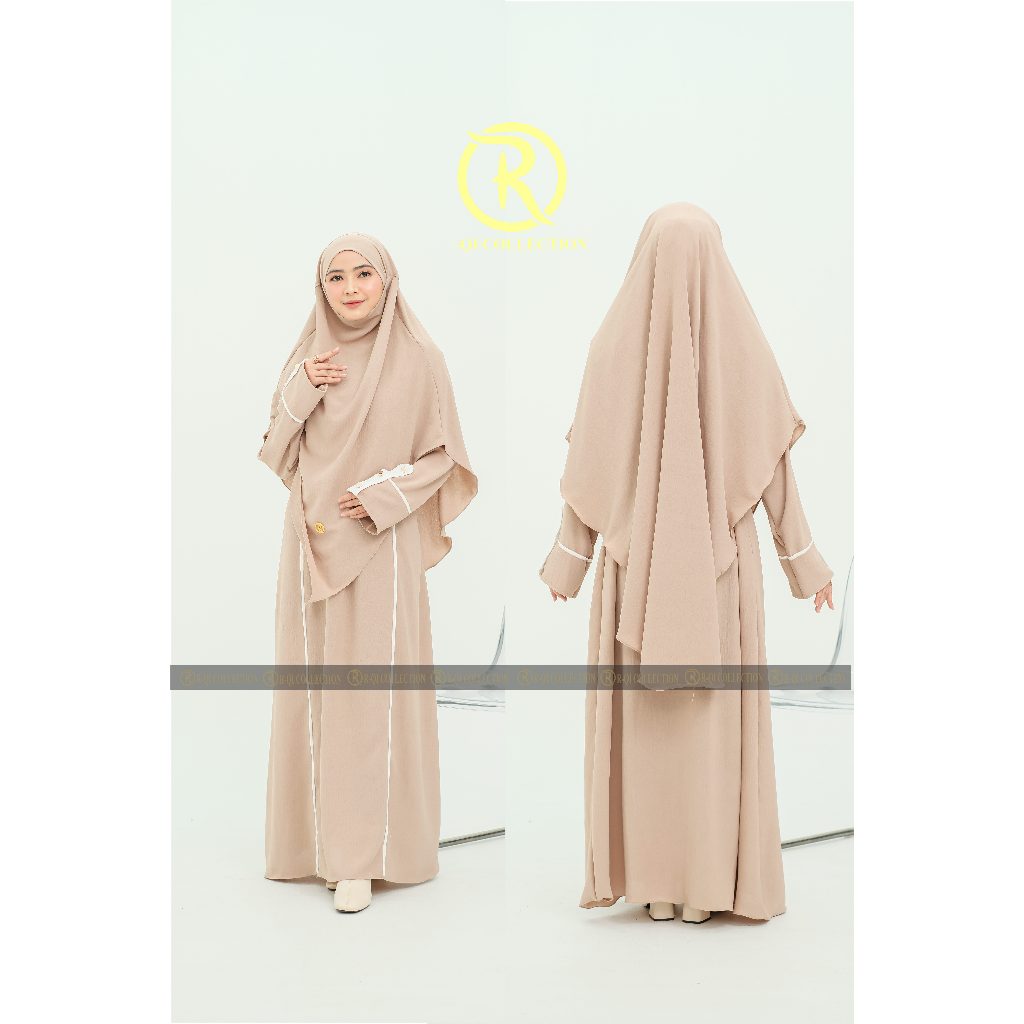 R-QI COLECTION | SET ABAYA PREMIUM | SET GAMIS SYARI MOTIF 2 GARIS