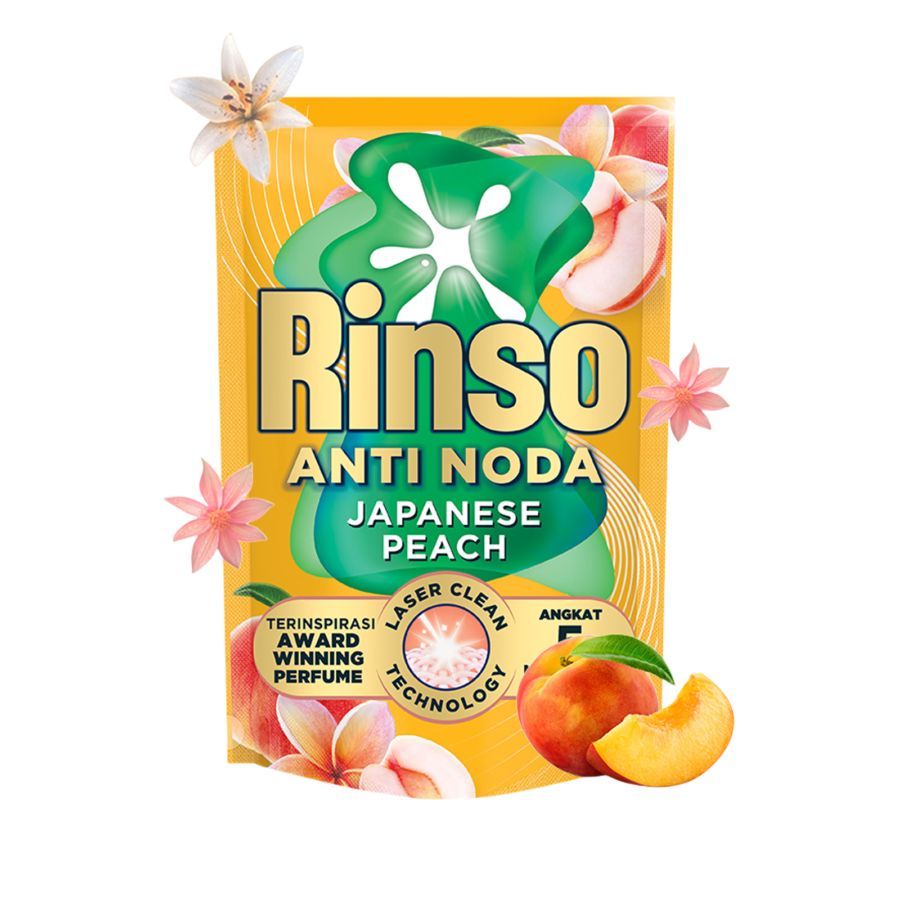 Rinso Anti Noda Japanese Peach 1.5kg – Deterjen Bubuk Anti Noda dengan Aroma Segar Buah Peach