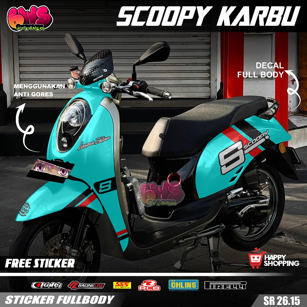 COD Sticker Full Body Honda Scoopy Karbu 2010 2011 2012 Sticker Full Body Scoopy Karbu Motif Simple 