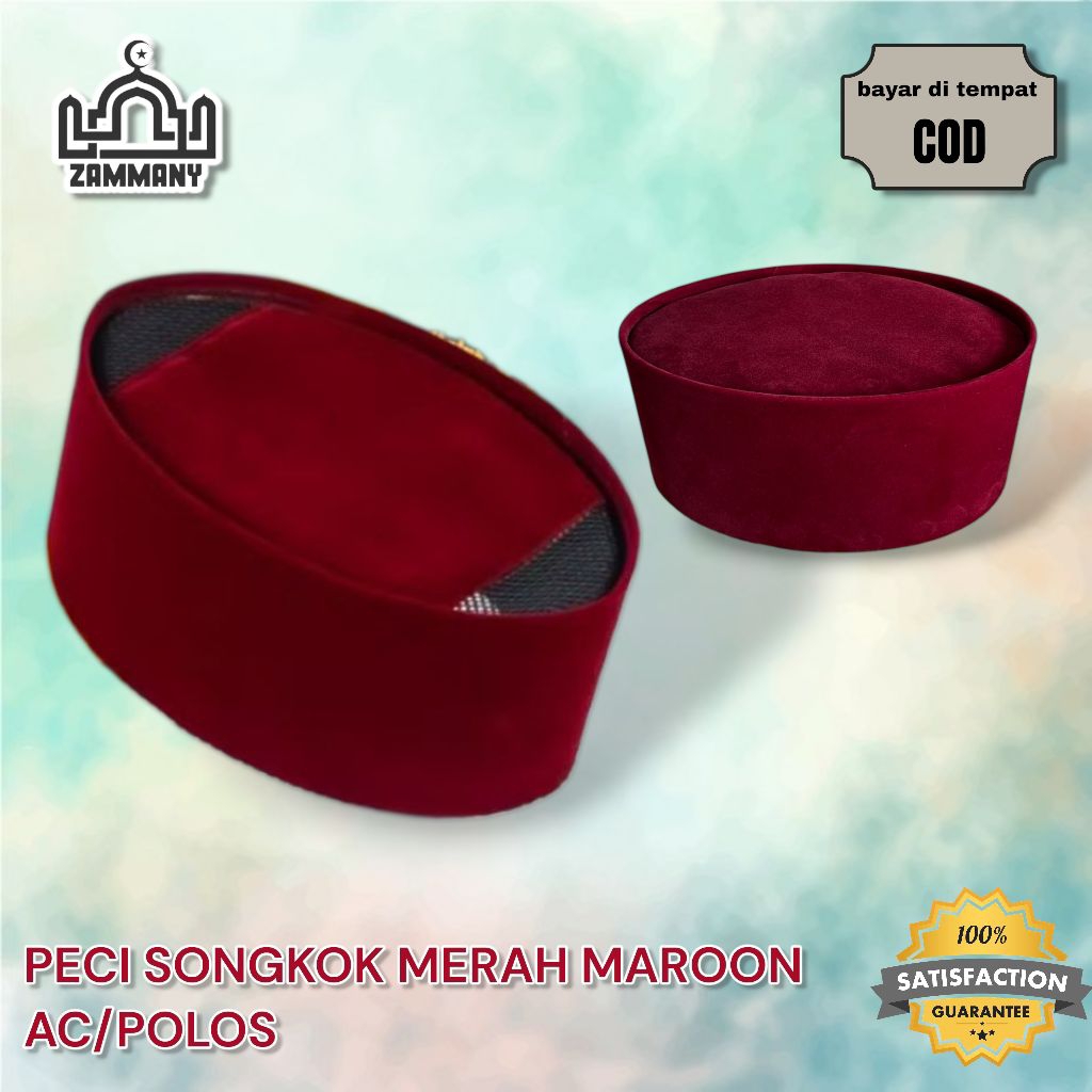 peci songkok merah maroon AC dan polos elegan, COD