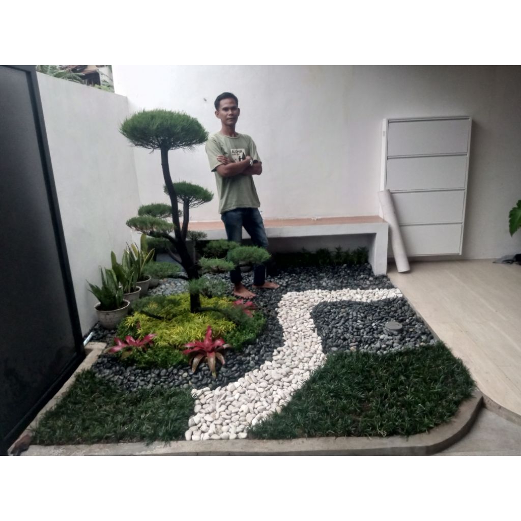 taman kering minimalis batu