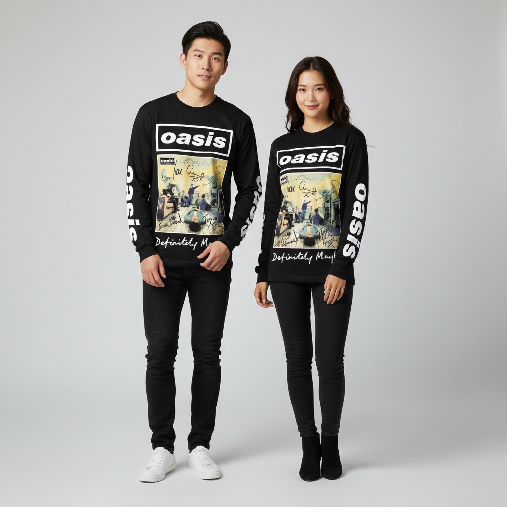 Kaos Lengan Panjang Rib Long Sleeve Oasis Varian TShirt Band Bahan Combed Baju Oasis Kaos Oasis Kaos