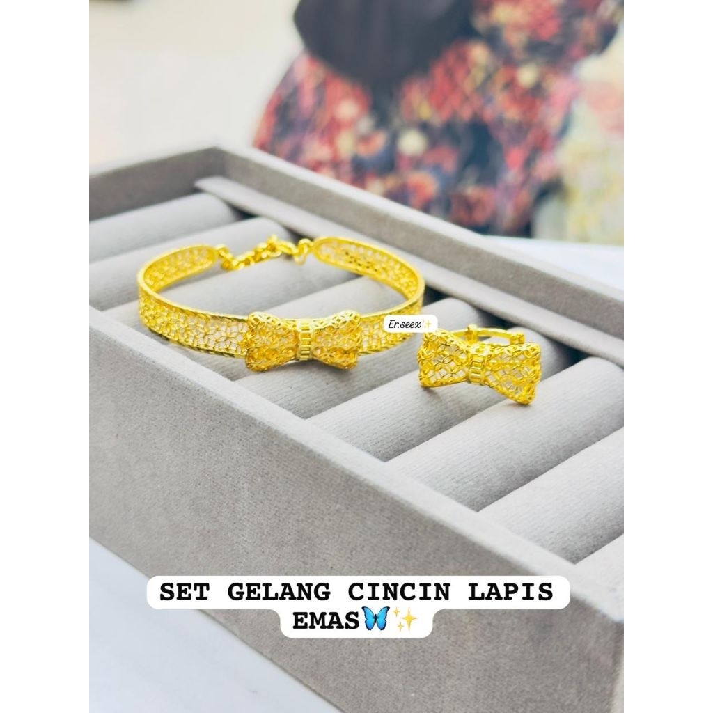 (SS.acc) gelang cincin pita lapis emas (mirirp emas asli)