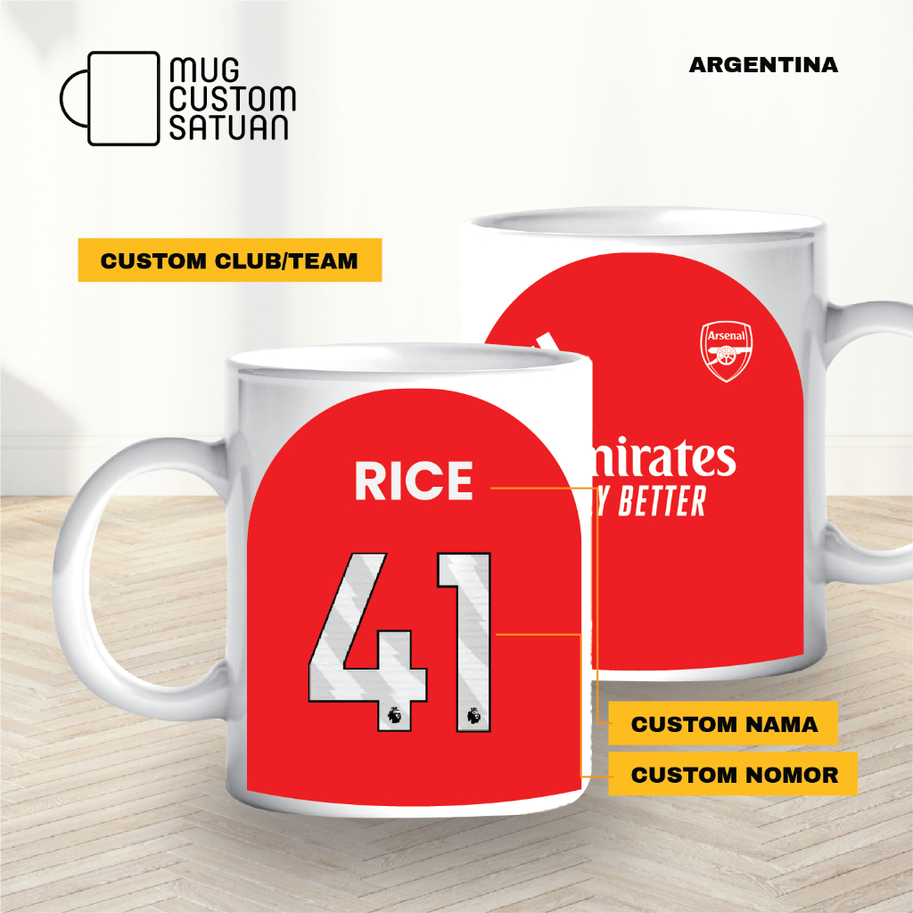 Mug Arsenal / mug custom sablon satuan / mug kado/ mug custom kado