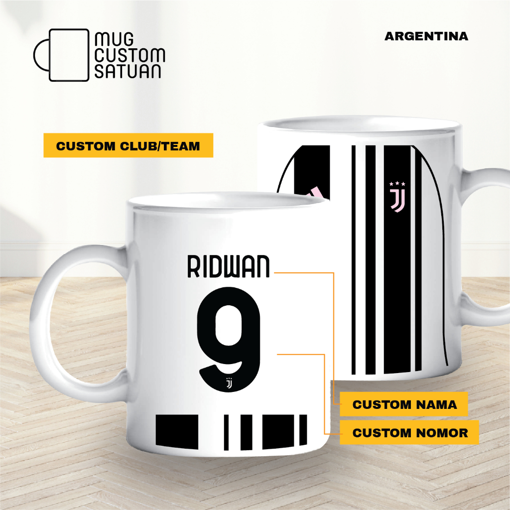 Mug Juventus / mug custom sablon satuan / mug kado/ mug custom kado