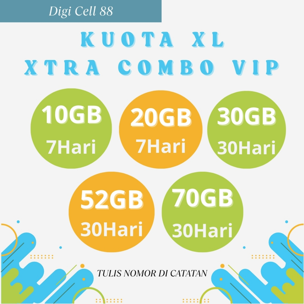 (Fisik/Kirim Kode) Voucher Kuota XL Xtra Combo VIP | 30 Hari | Kuota Data Internet Kuota XL Xtra Com