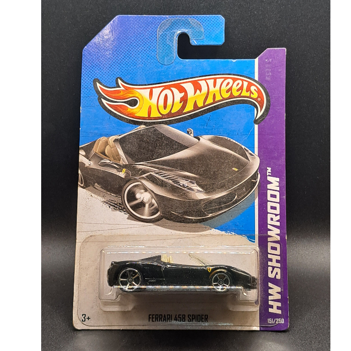 2013 Hot Wheels - Ferrari 458 Spider - Black - Card Berkerut