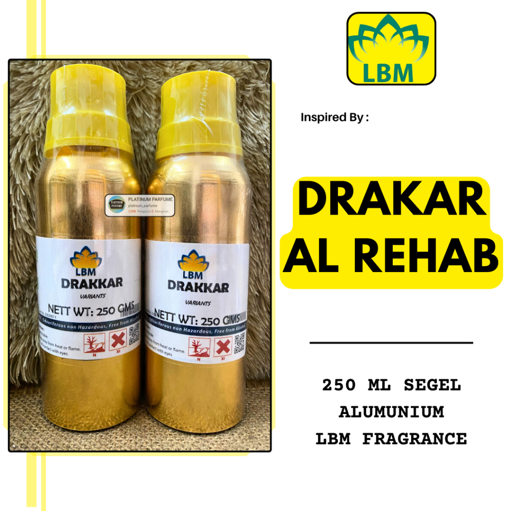 Bibit Parfum DRAKKAR 250 ML SEGEL Alumunium LBM Fragrance - Drakar  Alrehab Original Bibit Parfum By