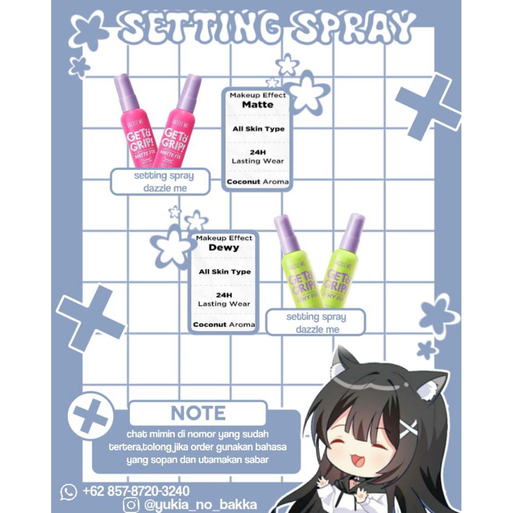 Setting spray makeup Dazzle Me