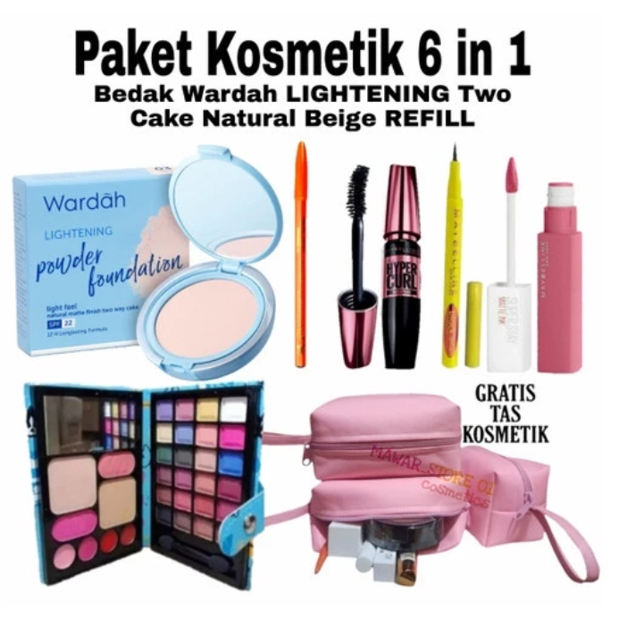 paket Kosmetik Wardah 6 in 1 - Paket Make Up Wardah Set 6 in 1