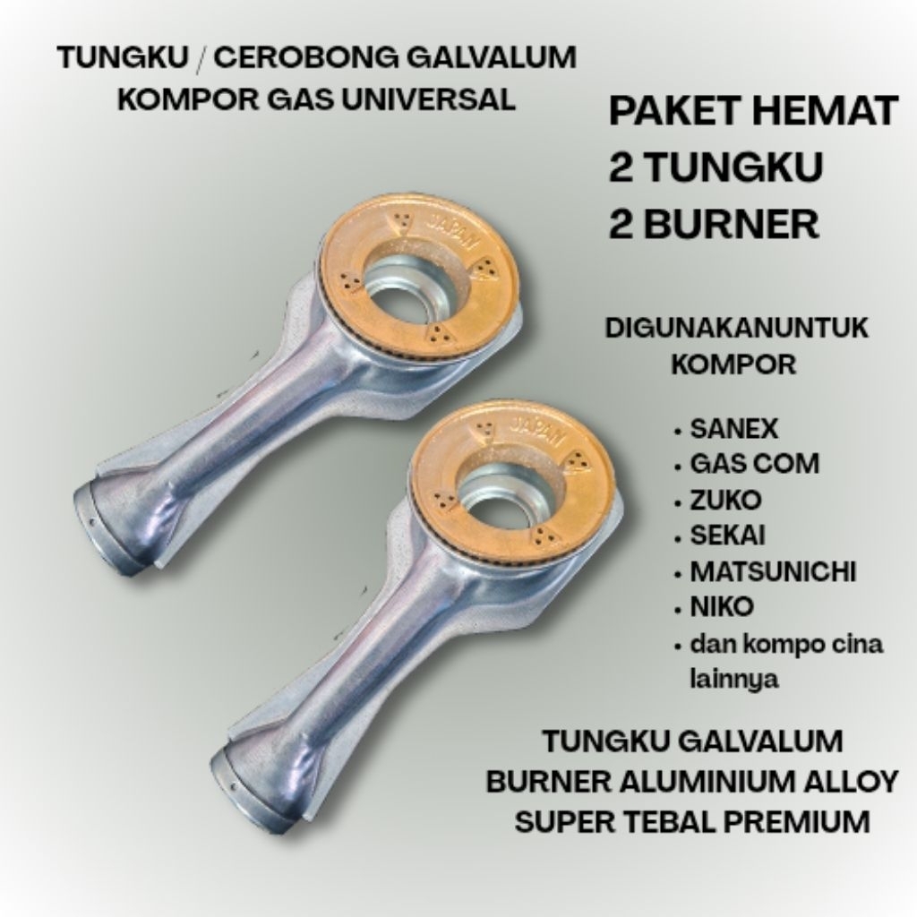 2 SET TUNGKU DAN BURNER UNIVERSAL / KOMPOR ZUKO / KOMPOR GAS 2 TUNGKU