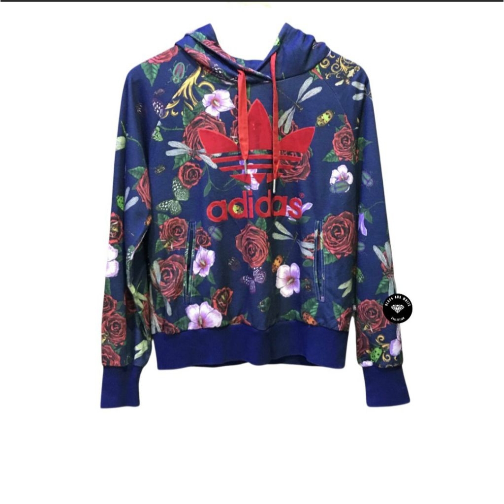 ADIDAS x Rita Ora  Navy Floral Pullover Hoodie for women's