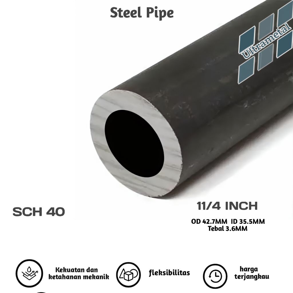 PIPA BESI SCH 40 1 1/4 INCH | PIPA BESI SEAMLESS PER 1CM