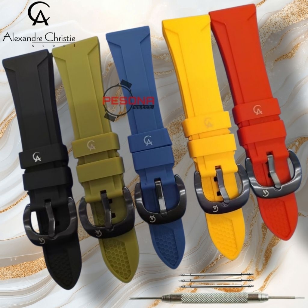 Strap Tali Jam Tangan Silikon Alexandre Christie Tali Silikon Rubber Alexandre Christie Premium