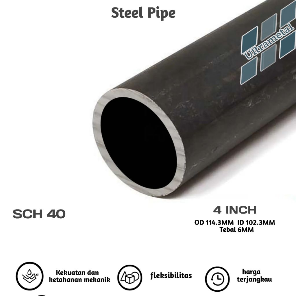 PIPA BESI SCH 40 4 INCH | PIPA BESI SEAMLESS PER 1CM