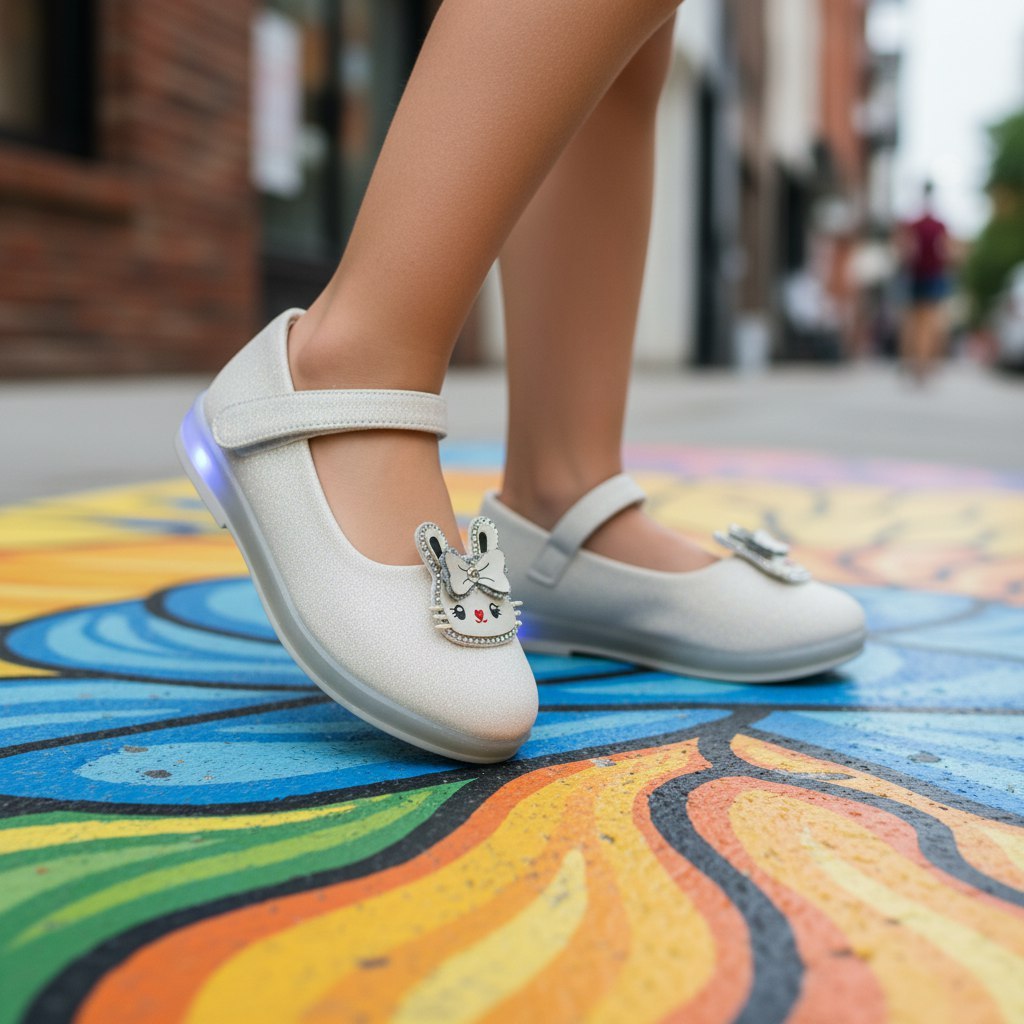 littlekiddoss SHB446 Sepatu Flatshoes Lampu Anak Perempuan Sepatu LED Rabbit Sepatu Pesta Anak Cewek