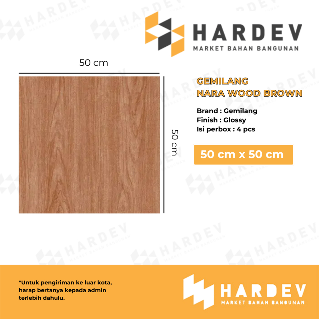 GEMILANG 50X50 NARA WOOD BROWN GLOSSY - KERAMIK LANTAI