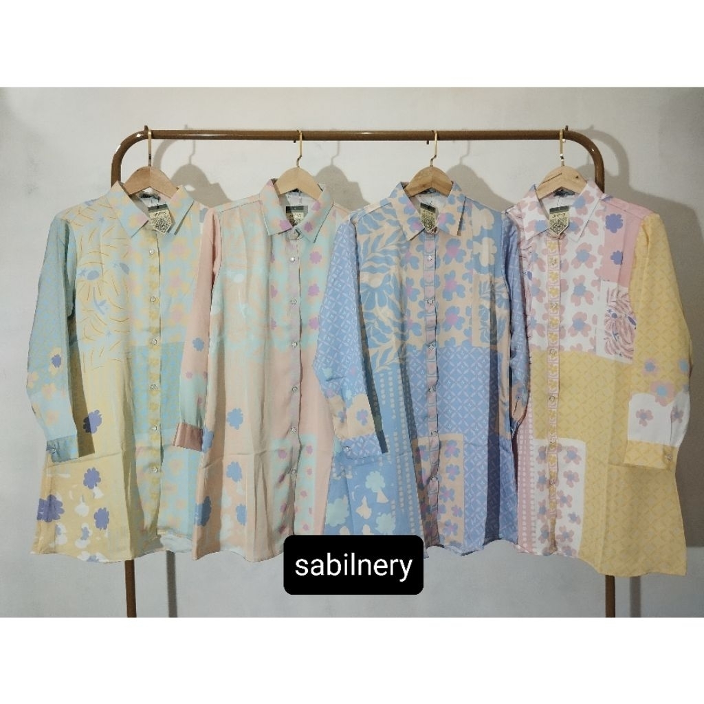 Atasan tunik lengan panjang wanita motif bunga - cantik dan elegan